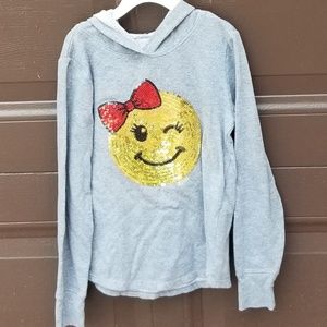 Justice Girls Emoji Sequin Gray Hoodie Sweatshirt